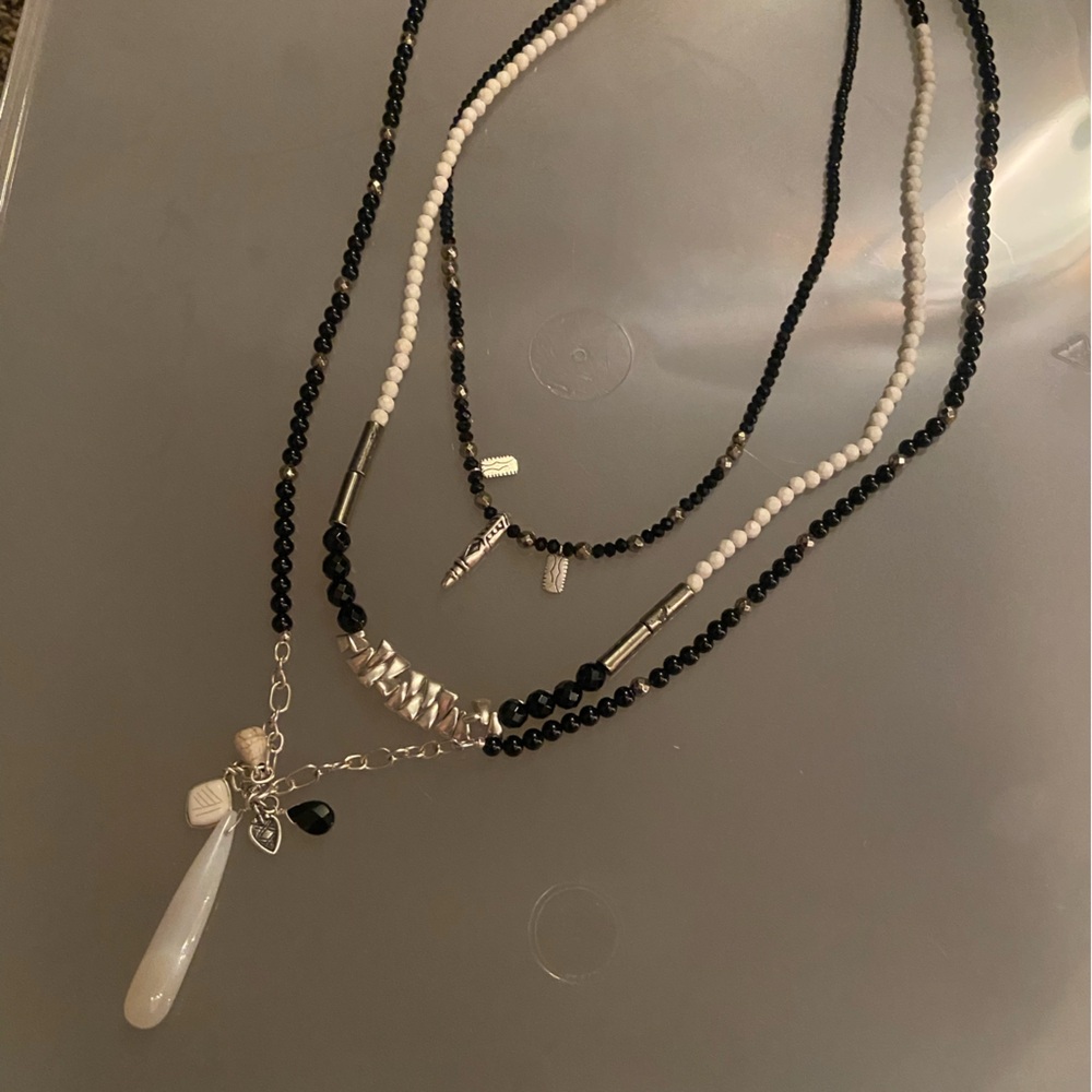 Elegant Black and White Beaded Necklace